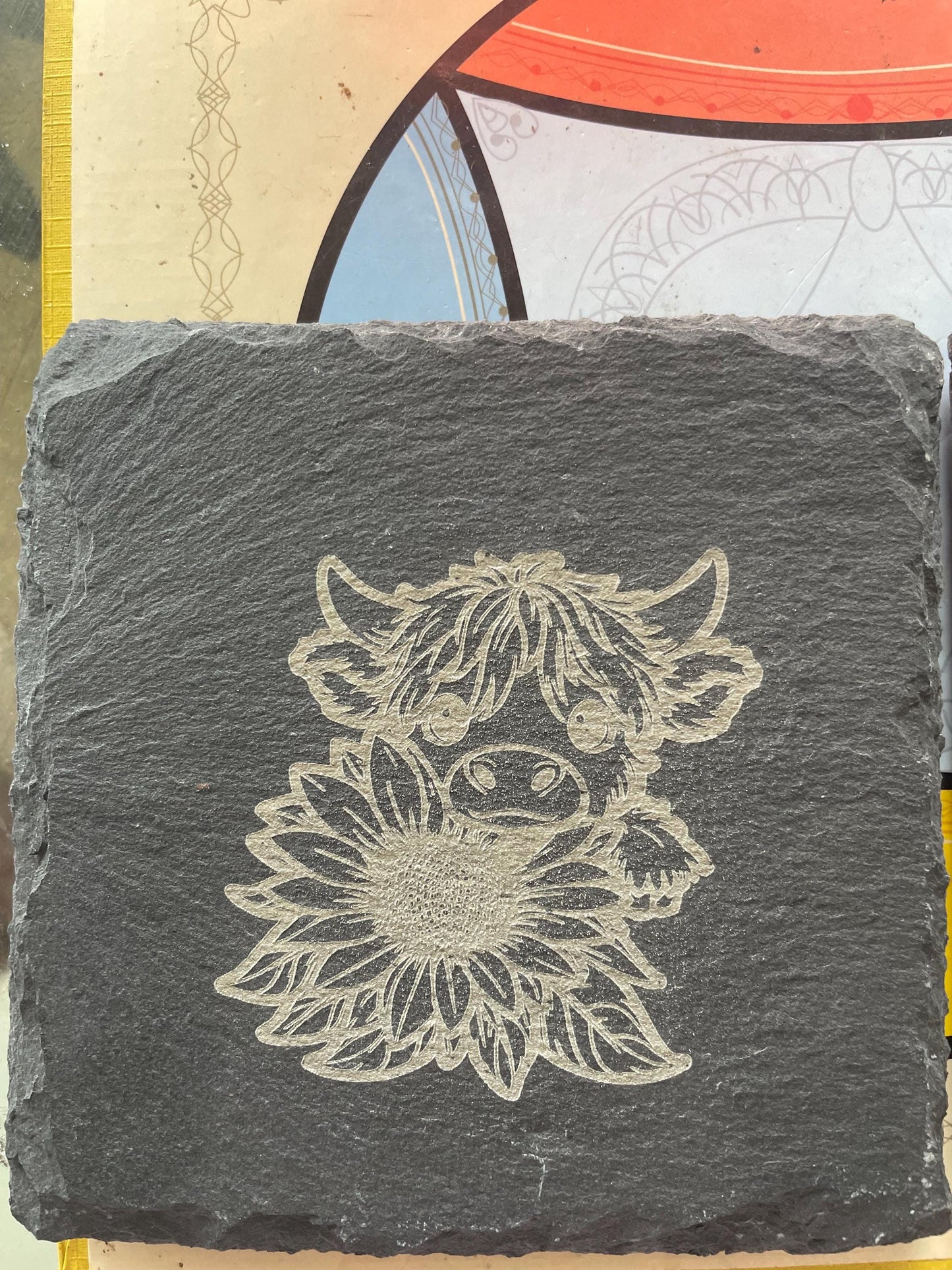 mommy moo slate /stone engraved coasters