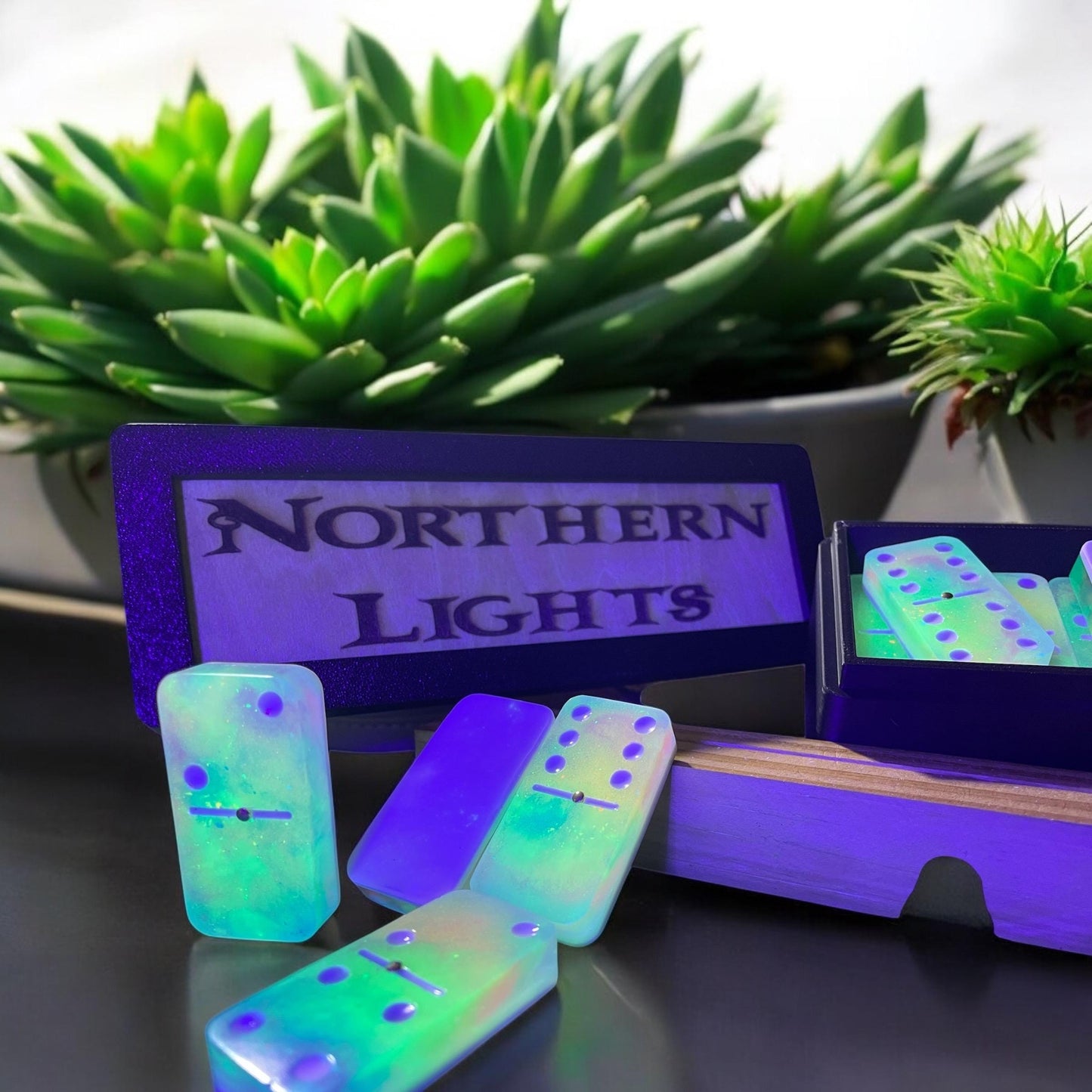 northern lights glow dominos/ double 6 , double 9 and double 12 are all available