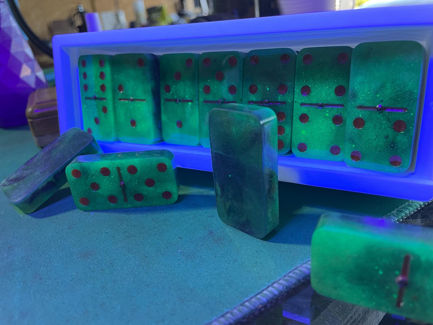 camo glow in the dark dominoes double 6,9 and 12 available