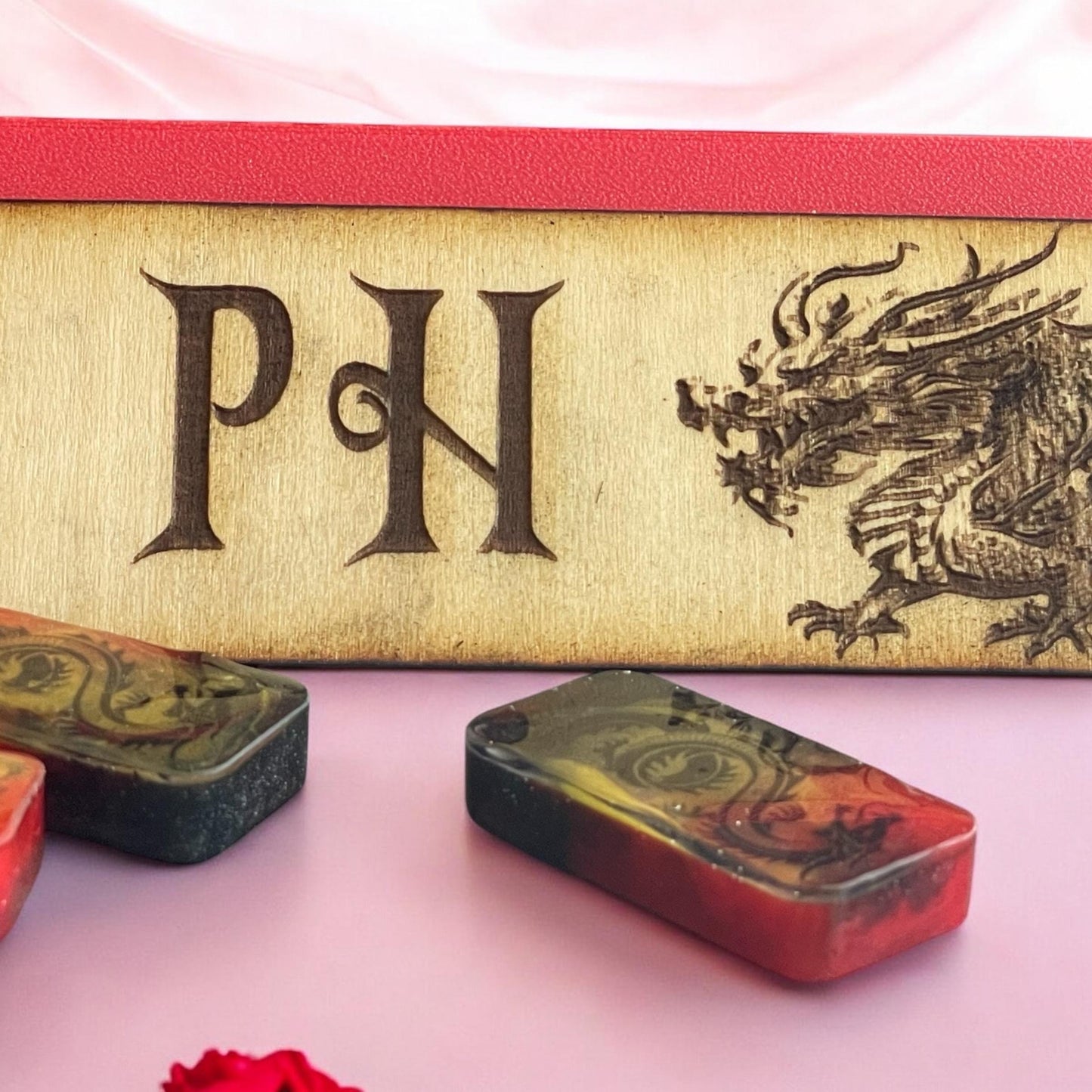 dragons breath domino set with wood personalization double 6 ,9 and 12 are available