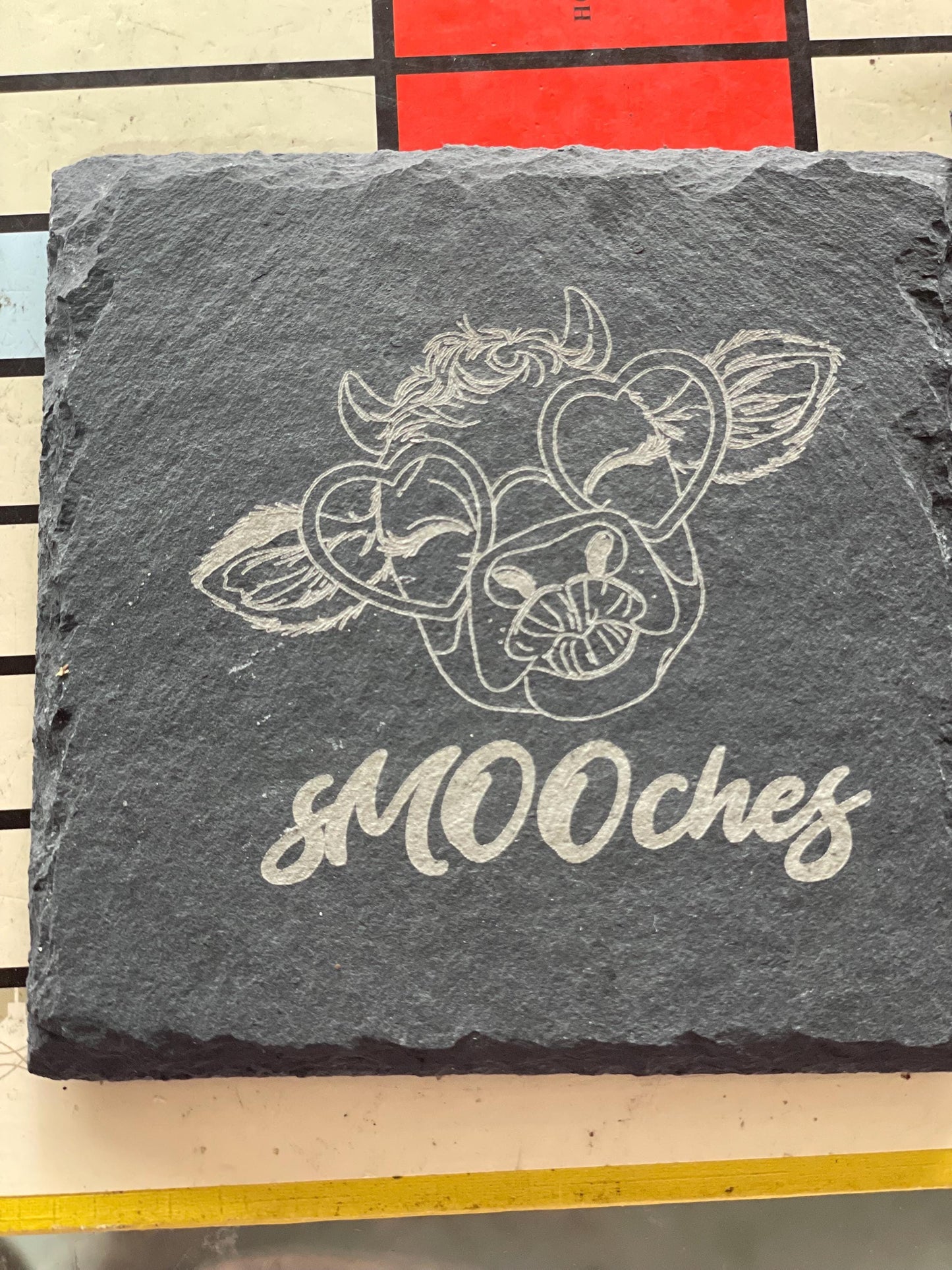 mommy moo slate /stone engraved coasters
