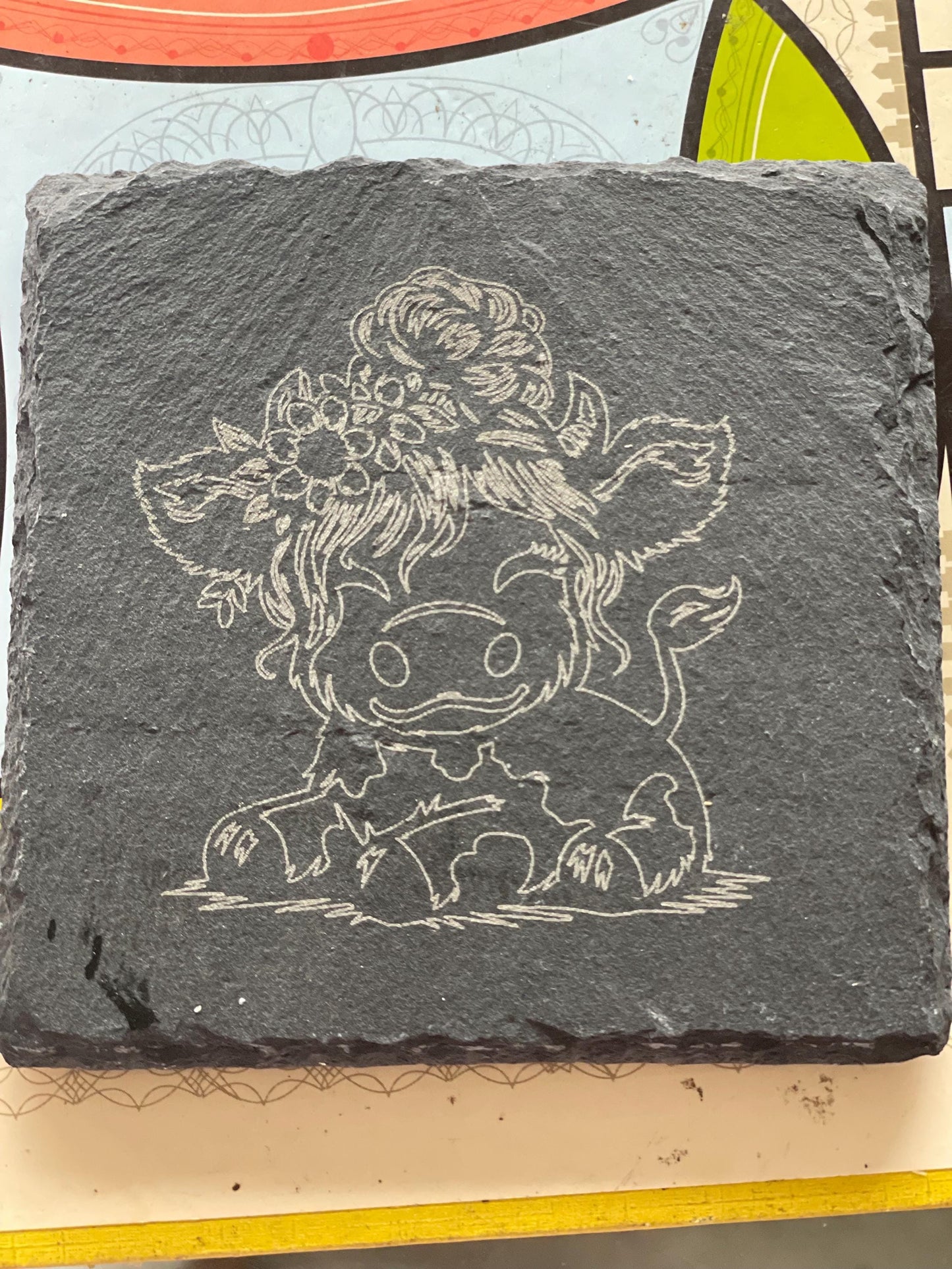 mommy moo slate /stone engraved coasters