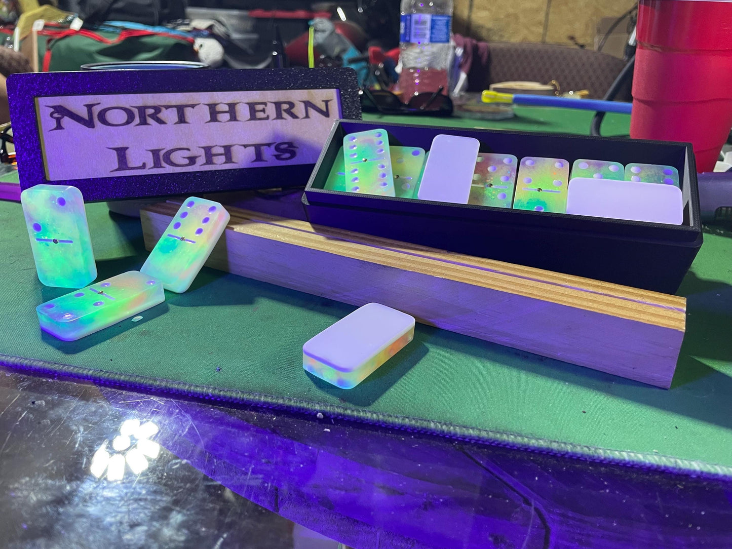 northern lights glow dominos/ double 6 , double 9 and double 12 are all available