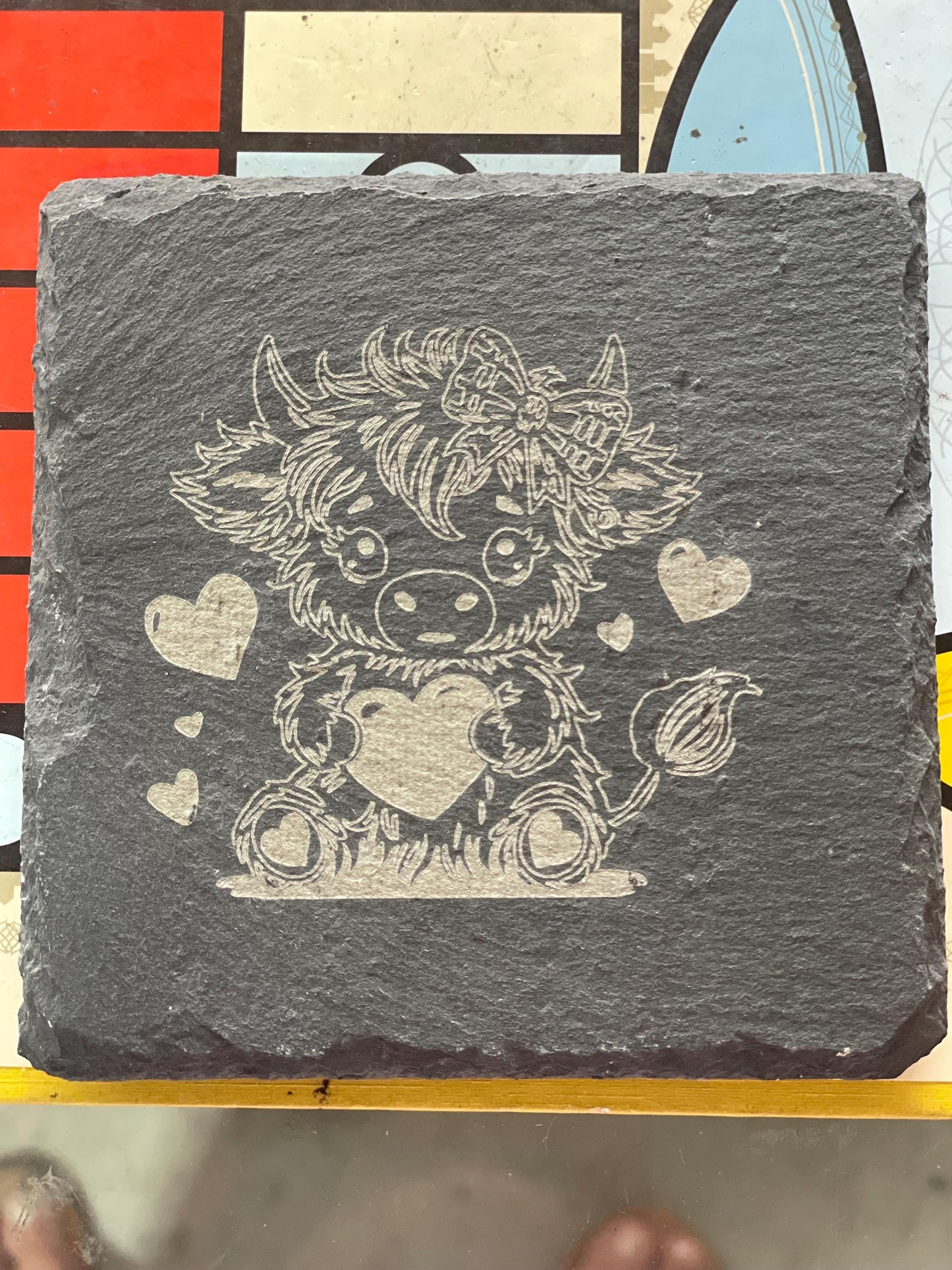 mommy moo stone/slate coaster set