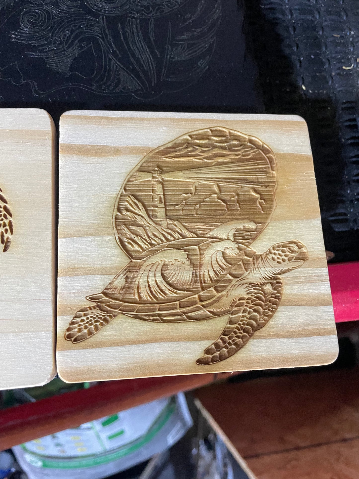 Wooden turtle coasters set of 4