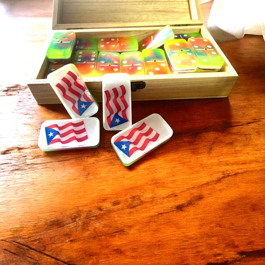 Northern Lights Glow Puerto Rico Flag domino set